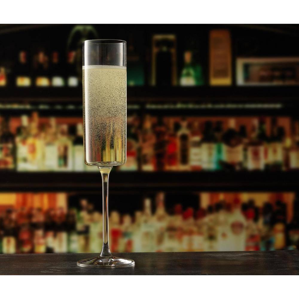 JoyJolt Claire Cyrstal Cylinder Champagne Glasses - Set of 4 Champagne Flutes - 5.7 oz