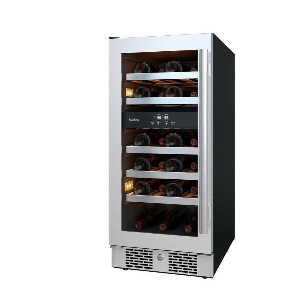 Avallon Awc152dzrh 15" Wide 23 Bottle Capacity Dual Zone Wine Cooler - Stainless Steel