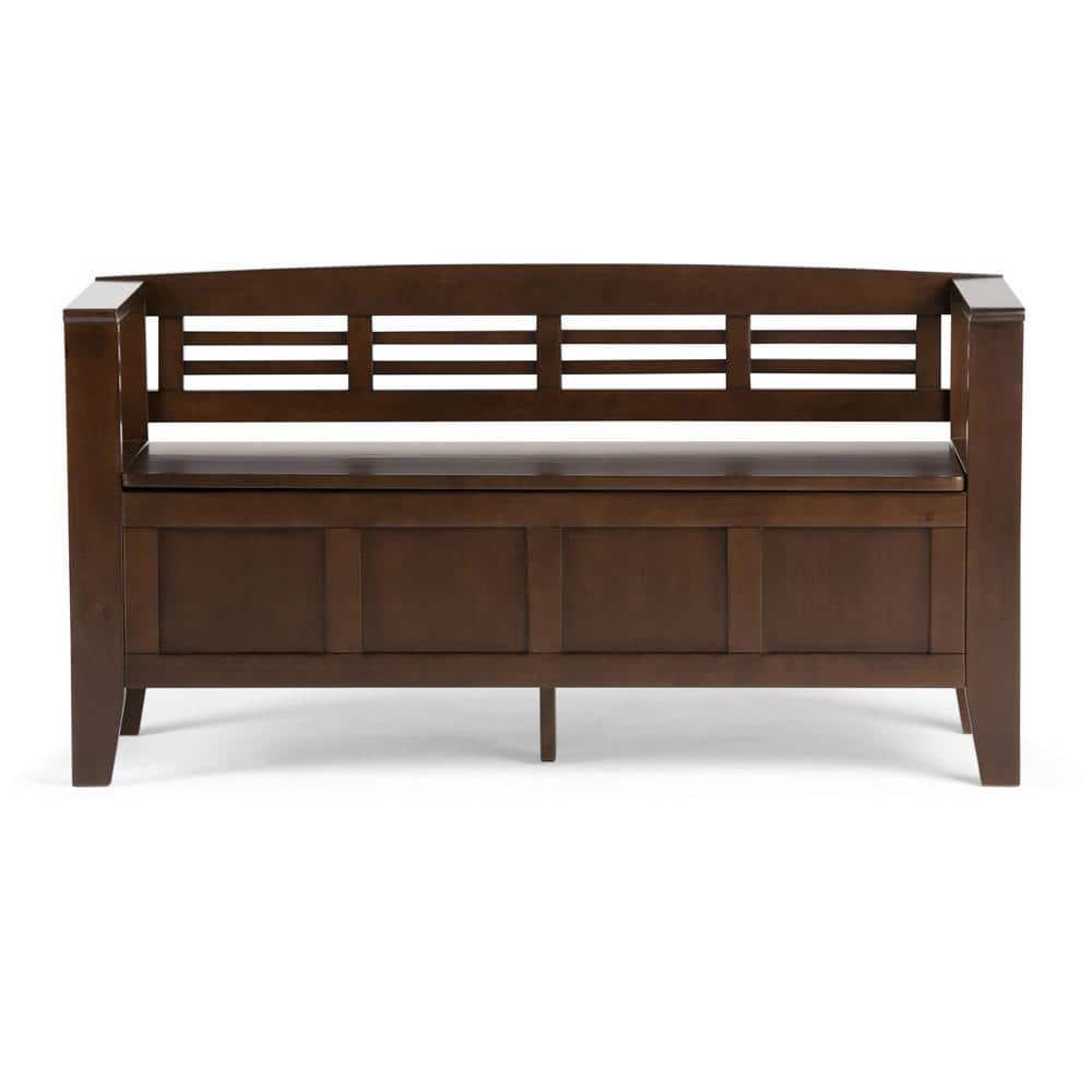 Simpli Home Adams 48"W Solid Wood Contemporary Entryway Storage Bench with Lift-Top Lid and Dual Compartments & Reviews | Wayfair