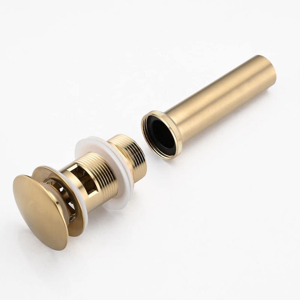 JONKEAN Bathroom Pop Up Drain Without Overflow,Vanity Vessel Sink Drain with Detachable Strainer Basket,Pop Up Drain Stopper Hair Catcher, Built-in Anti-Clogging Strainer(Brushed Gold)