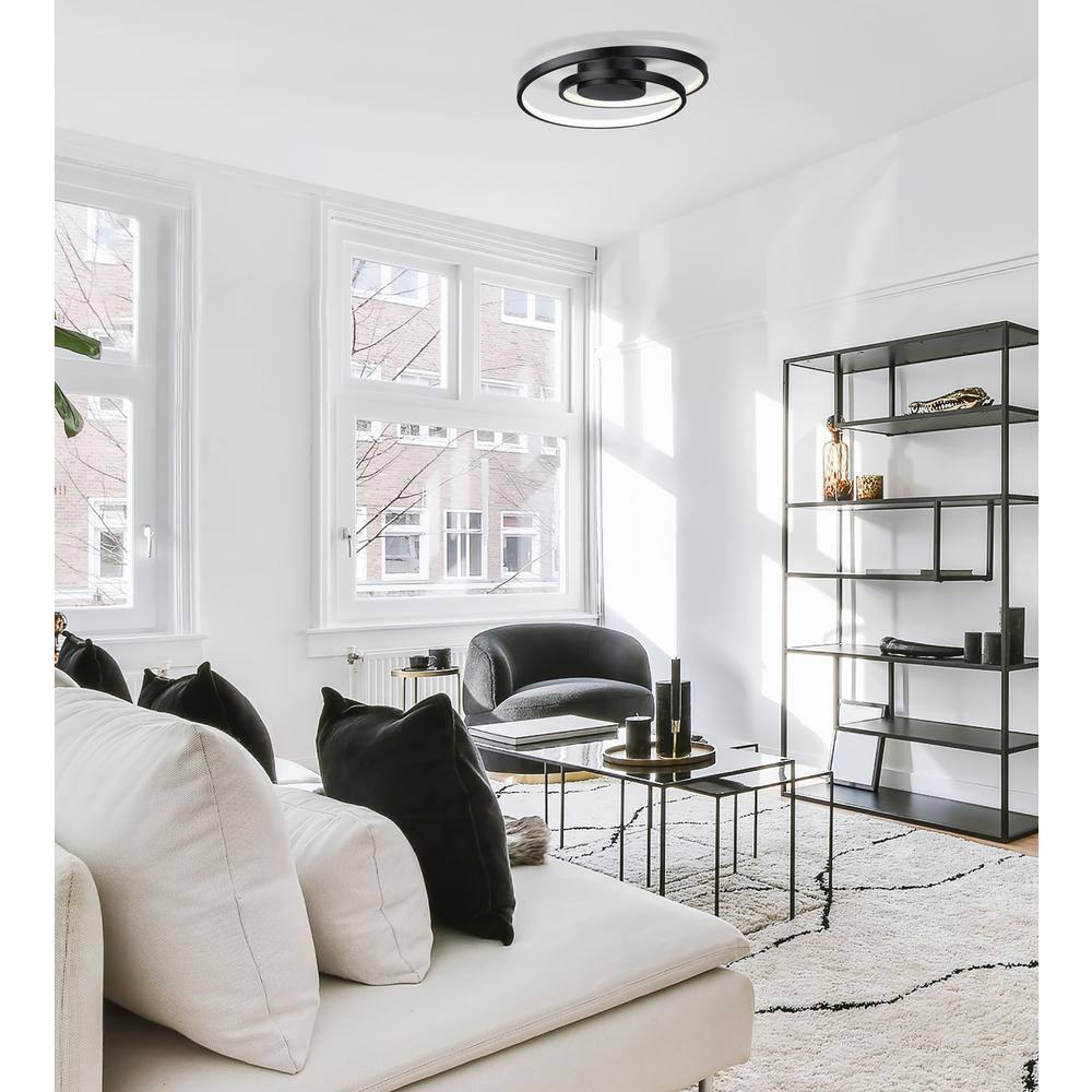 Canarm LIVANA 16-Inch LED Flush Mount, Matte Black, Dimmable, 25W Integrated LED, 1050 Lumens, 3000K, Modern Design