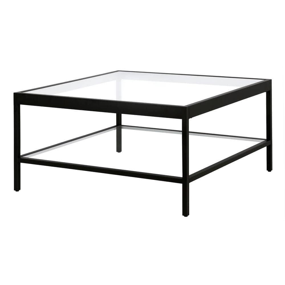 Evelyn&Zoe Alexis 32" Wide Square Coffee Table, Blackened Bronze