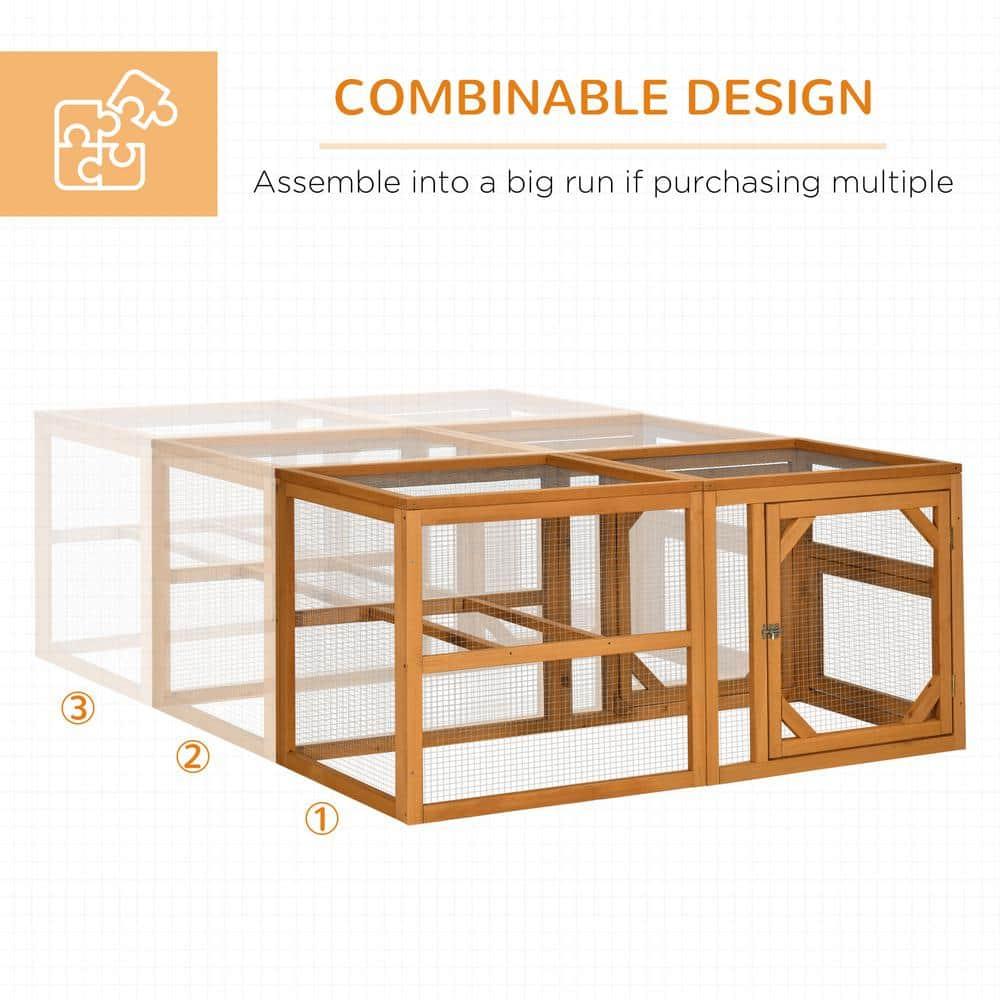 PawHut 55" Wooden Chicken Coop Add-on Expansion, Mini Chicken Coop Chicken House Outdoor Chicken Run Hen House with Combinable Design