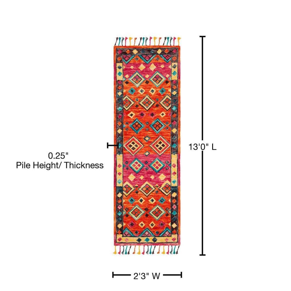 Aspen APN138 Hand Tufted Runner Rug - Orange/Fuchsia - 2'3"x13' - Safavieh.