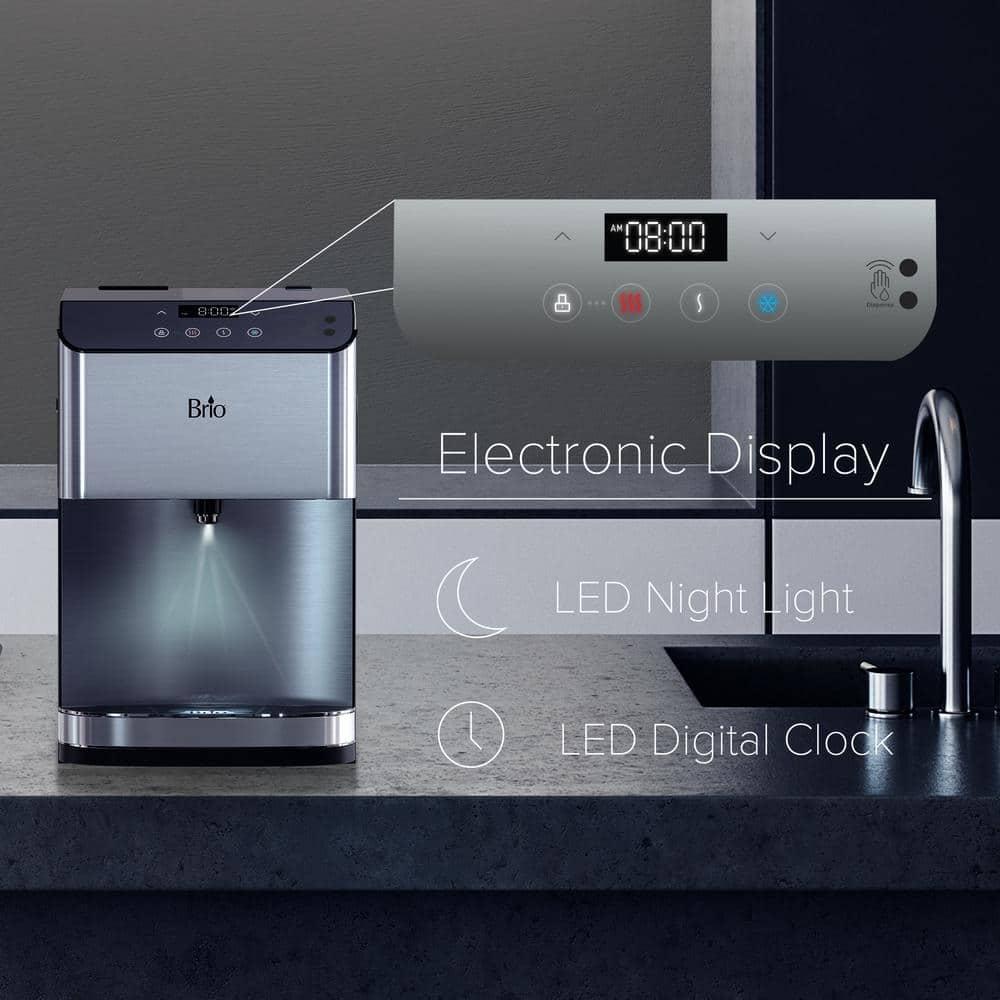 Brio 3-Stage Filtration Water Countertop Dispenser Tri-Temp Digital, Connects to your water line, Height 19.3"