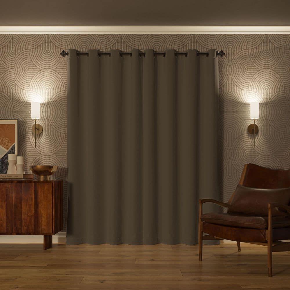 52"x54" Sun Zero 100% Blackout Oslo Theater Grade Grommet Curtain Panel Stone: Solid Beige Indoor Polyester