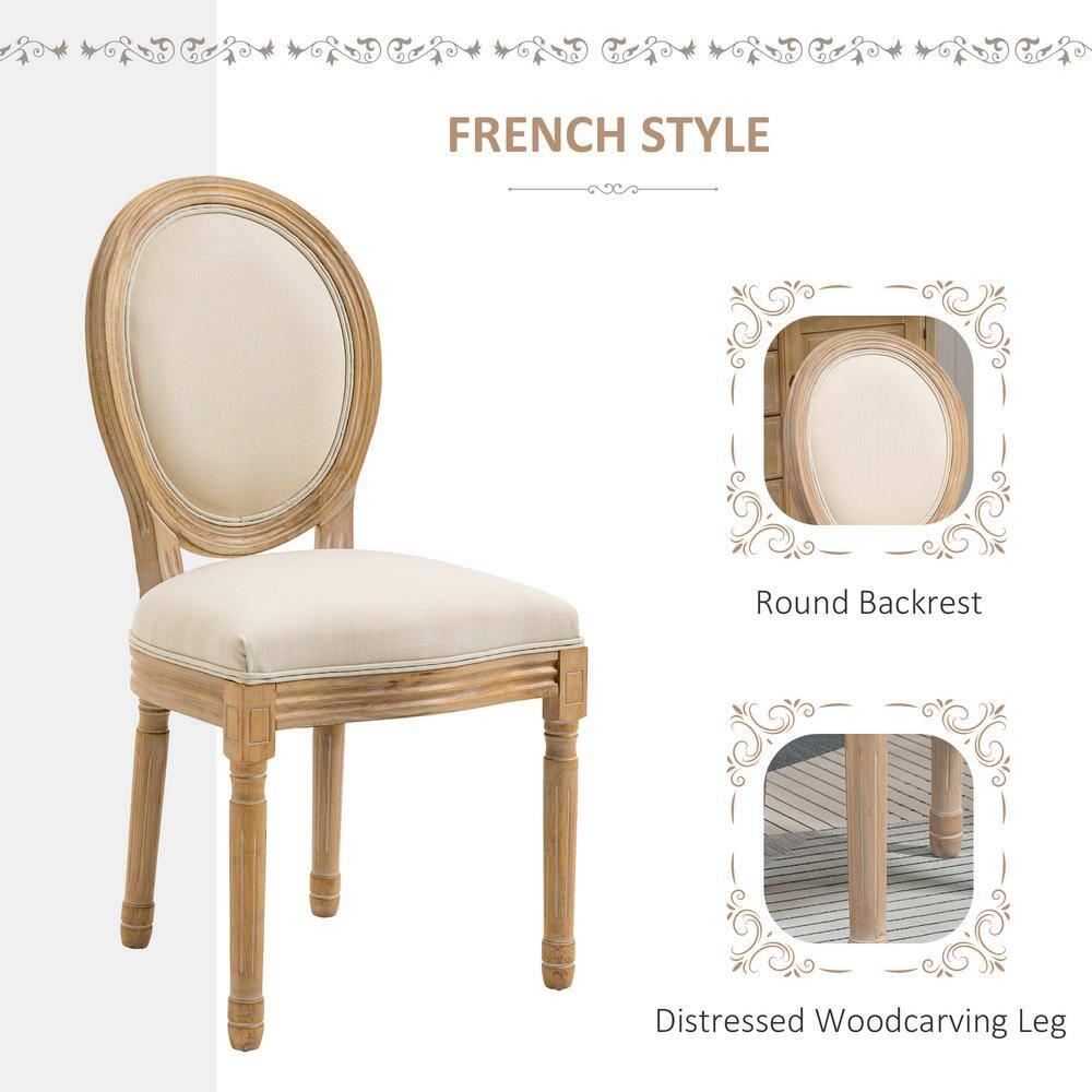 HOMCOM French-Style Upholstered Dining Chairs Set of 2, Armless Accent Side Chairs with Upholstery