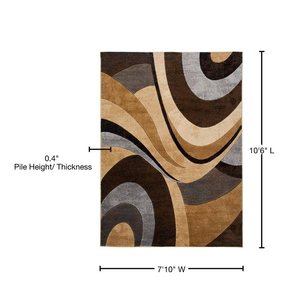 Home Dynamix Slade Contemporary Abstract Area Rug, Brown/Grey, 7'10"x10'6"