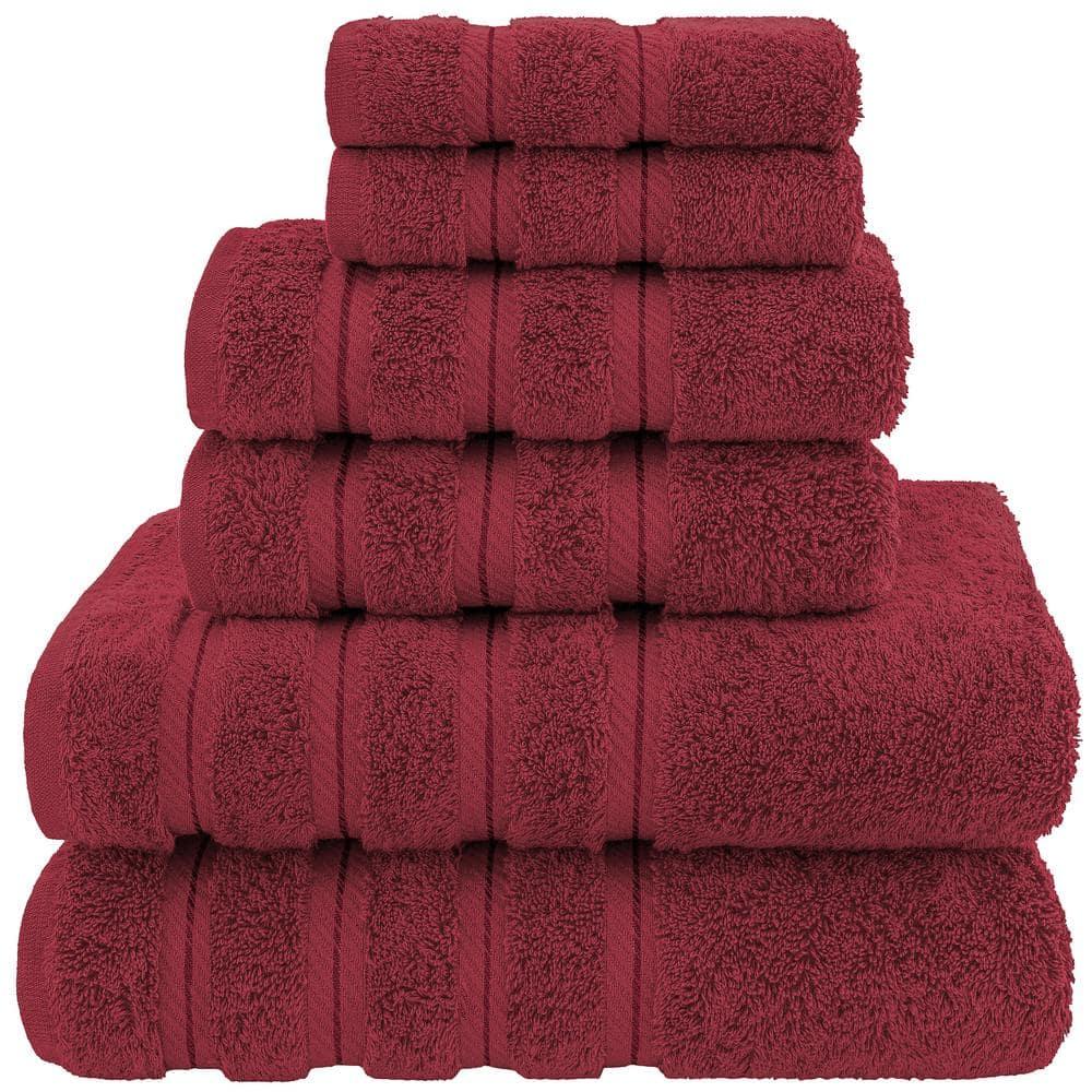 American Soft Linen 6 Piece Towel Set, 100% Cotton Bath Towels for Bathroom, Bordeaux Red