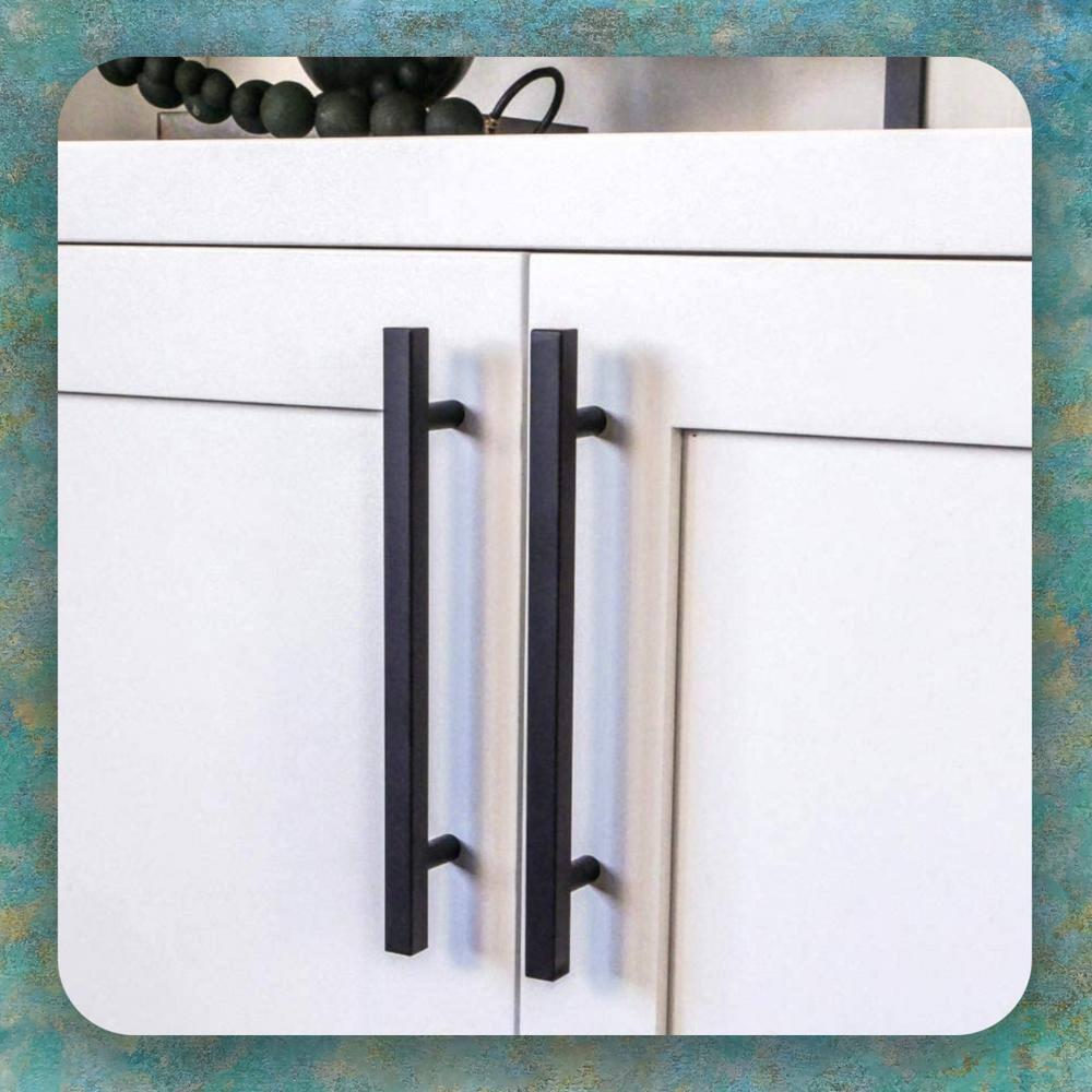 Aretha Series 6-5/16 in. (160 mm) Solid Brushed Brass Hexagon Matte Black Modern Style Cabinet Handle Cupboard Drawer Pull (5-Pack)