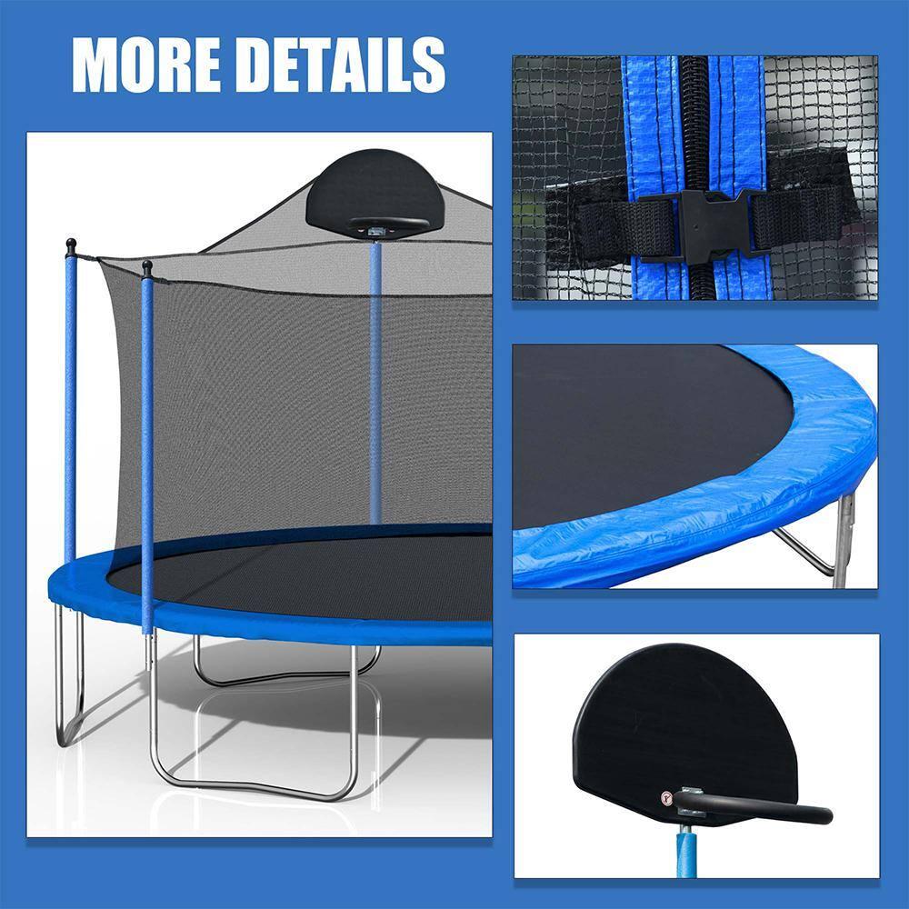 Trampoline Outdoor, 14ft Trampoline with Basketball Hoop, Trampoline Indoor Outdoor with Ladder and Safety Enclosure Net for Kids and Adults