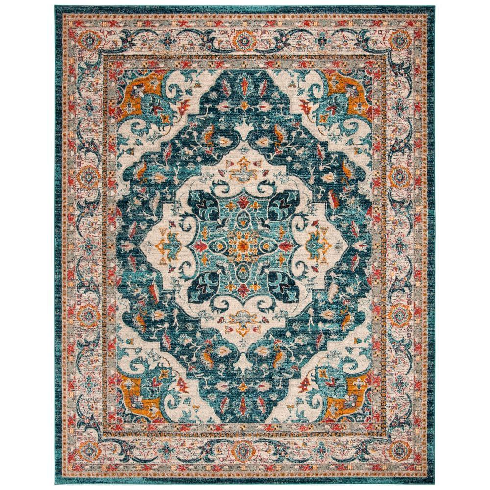Phoenix PHX154 Power Loomed Indoor Area Rug - 8'x10' - Ivory/Blue - Safavieh