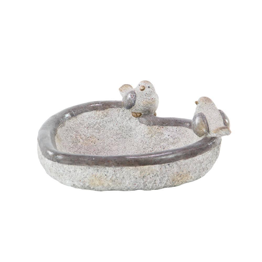 DecMode 6" Indoor Outdoor Bird Garden Sculpture with Bath Bowl