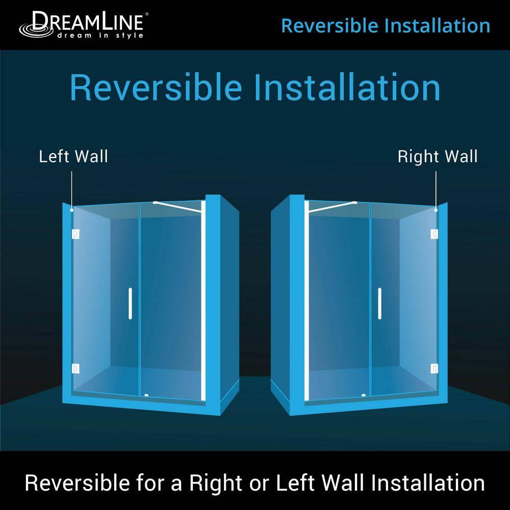 Unidoor 57" W x 72" H Hinged Frameless Shower Door and Fixed Panel with ClearMax Glass Treatment