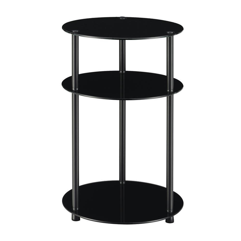 Convenience Concepts Designs2Go Classic Glass 3-Tier Round Table, Black Glass