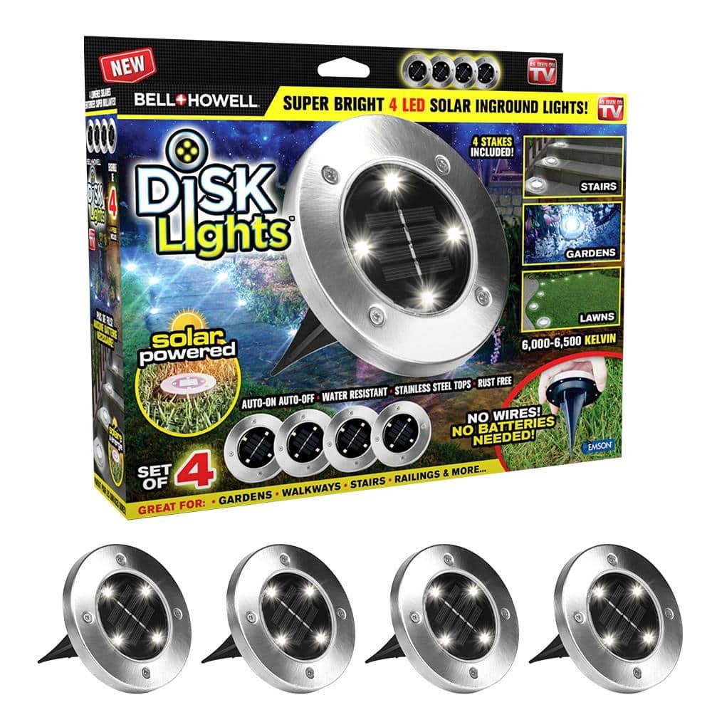Bell + Howell Solar Powered Integrated LED Metal Disk Light Pack (Set of 4) (Set of 4)