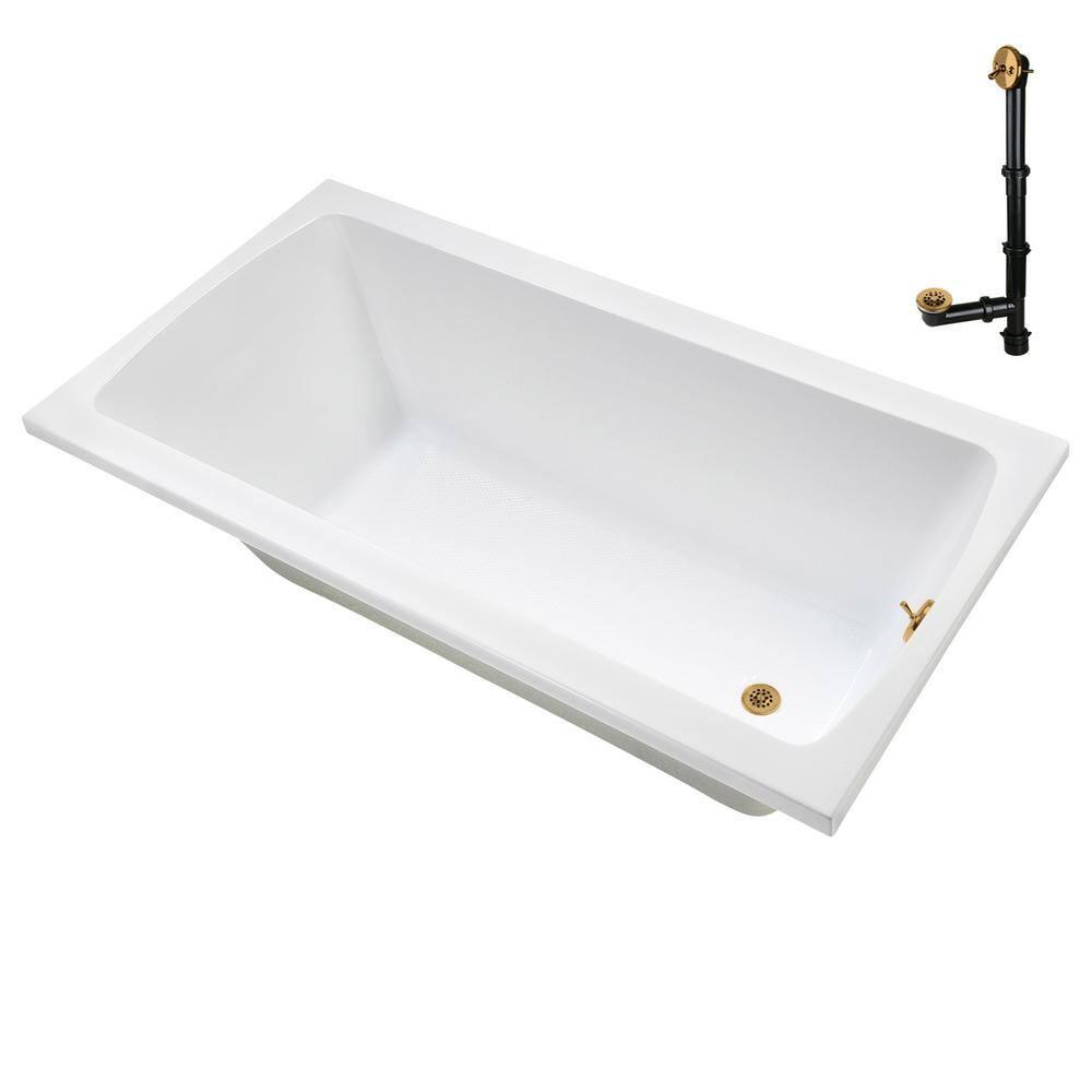 60'' x 32'' Acrylic Soaking Drop-In Bathtub, Drain Included