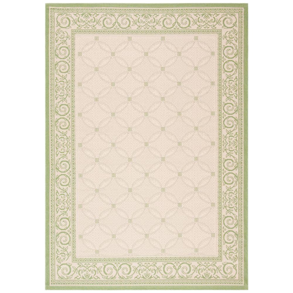 Courtyard CY1502 Power Loomed Indoor and Outdoor Area Rug - Natural/Olive - 5'3"x7'7" - Safavieh