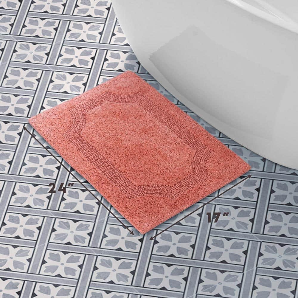 Laura Ashley Reversible Cotton 17 x 24 in. Bath Mat, Coral