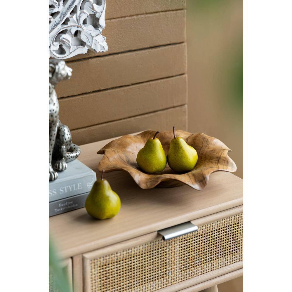 Natural Teak Decorative Bowls Set of 2, 11.8-inch