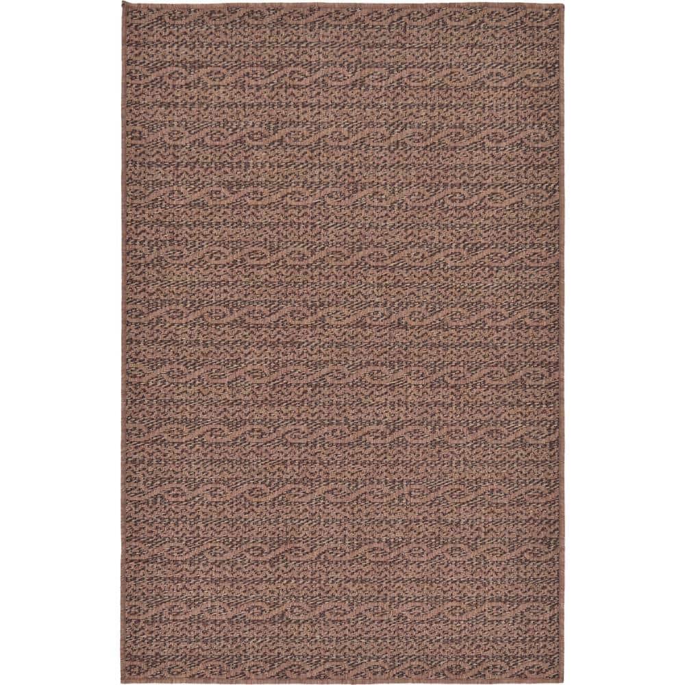 Unique Loom Outdoor Modern Collection Area Rug - Links (3' 3" x 5' 1" Rectangle Brown/Black)