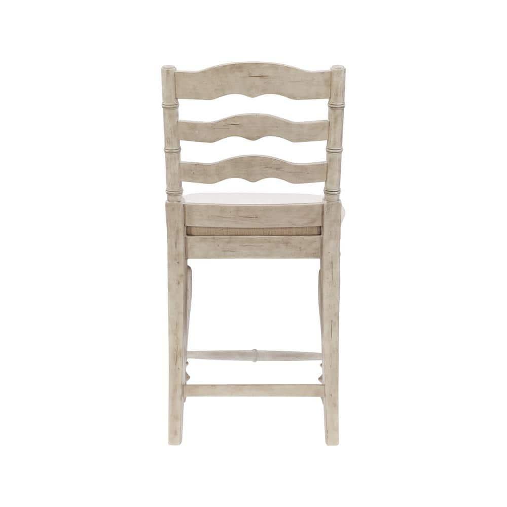 24" Marino Padded Seat Counter Height Barstool Upholstered Seat and Back White - Linon: Rubberwood Frame, Foam Fill, Ladder-Back Design