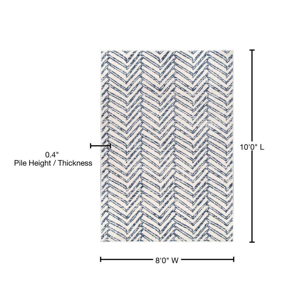 Nuloom Rosanne Chevron 8x10 Indoor Area Rug for Living Room Bedroom Dining Room Kitchen, Blue/Ivory