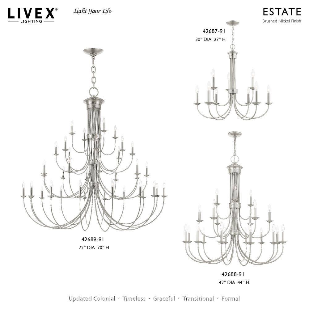 Livex Lighting Estate 9 - Light Chandelier in  Brushed Nickel