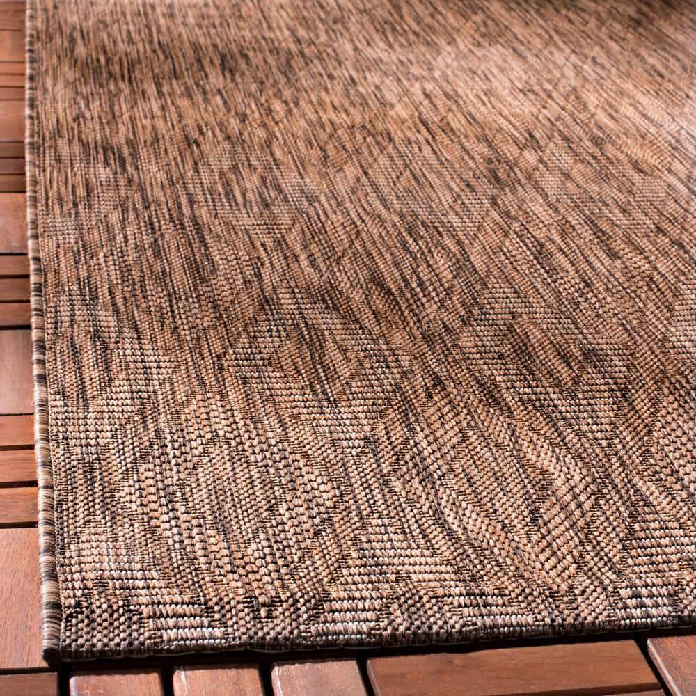 SAFAVIEH Courtyard Teodor Geometric Indoor/Outdoor Area Rug, Brown/Brown, 9' x 12'
