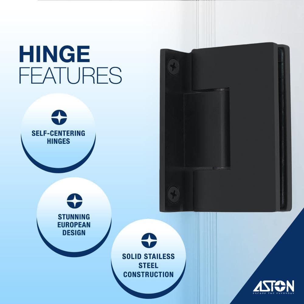 Aston Nautis XL 52.25 - 53.25 in. W x 80 in. H Hinged Frameless Shower Door with Clear StarCast Glass SDR985EZ-MB-532980