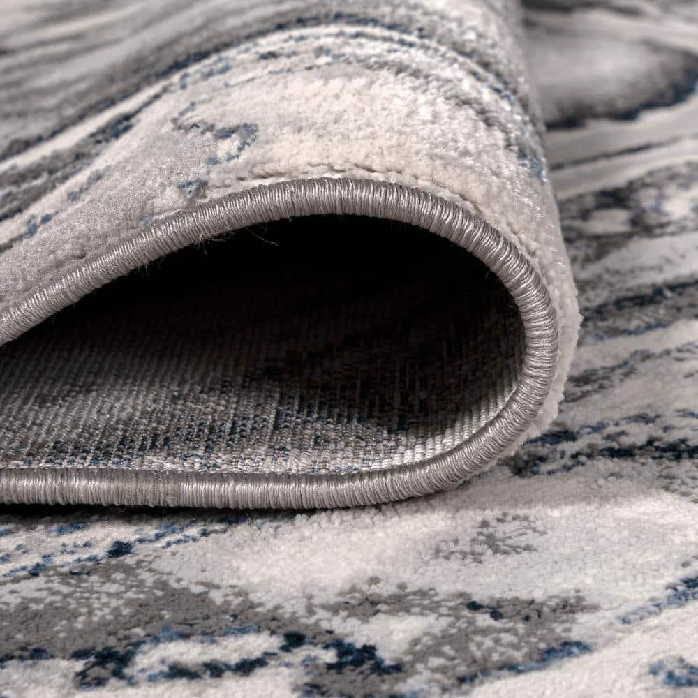 8'x10' Swirl Marbled Abstract Area Rug, Gray/Blue - JONATHAN Y
