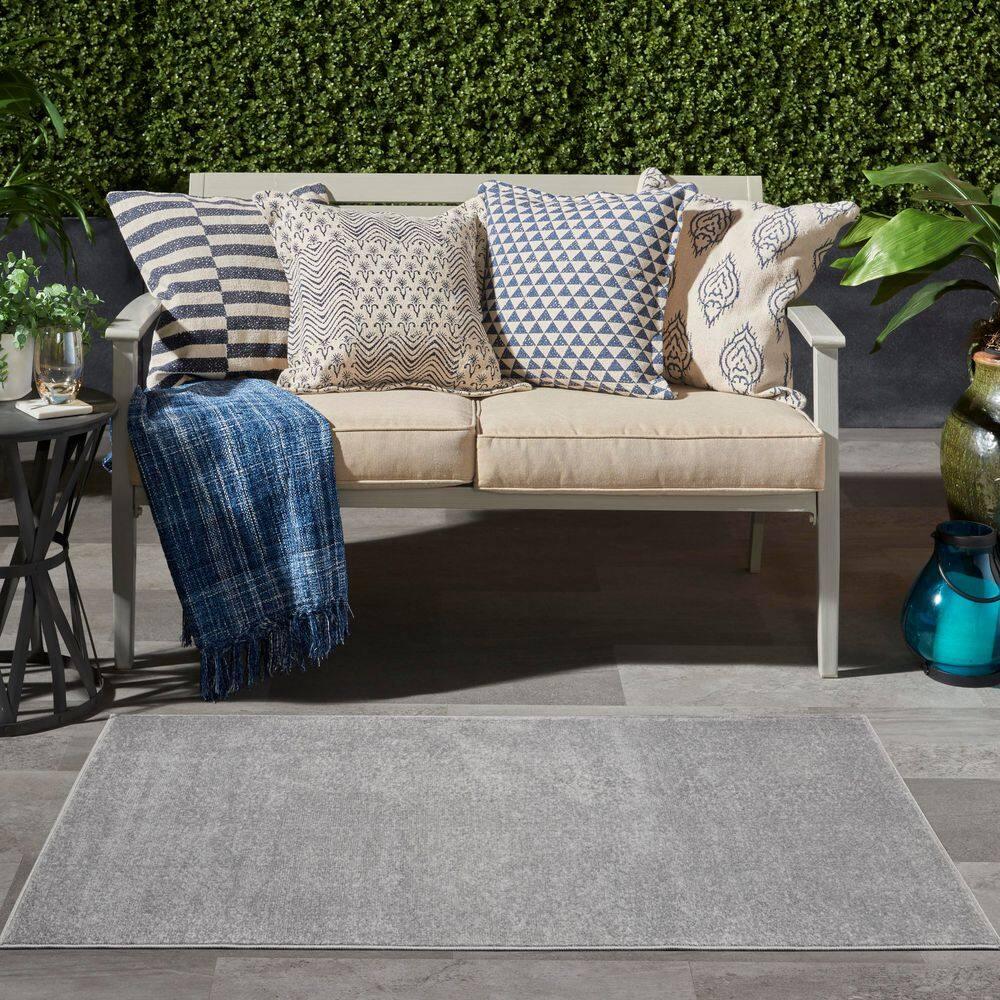 Nourison Essentials Easy Care Indoor Outdoor Area Rug - Silver Grey 3' x 5'