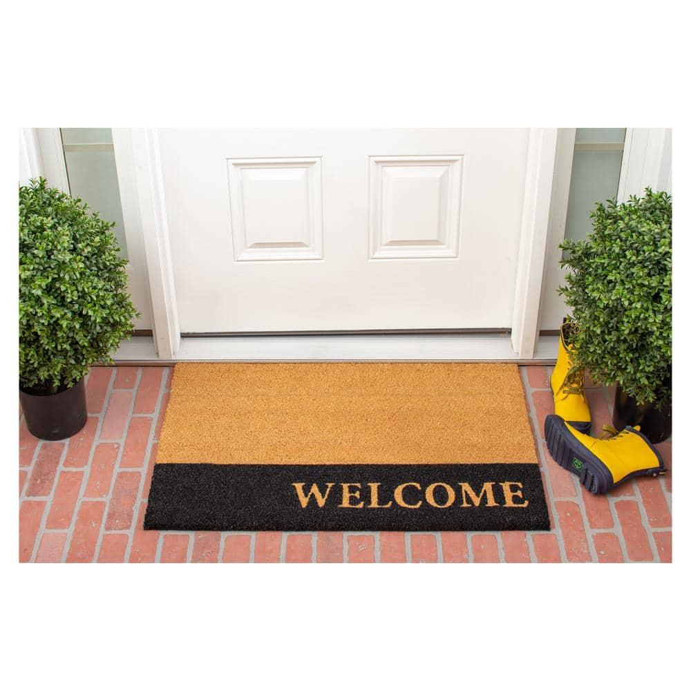Welcome Black Stripe Doormat, 30" x 48"