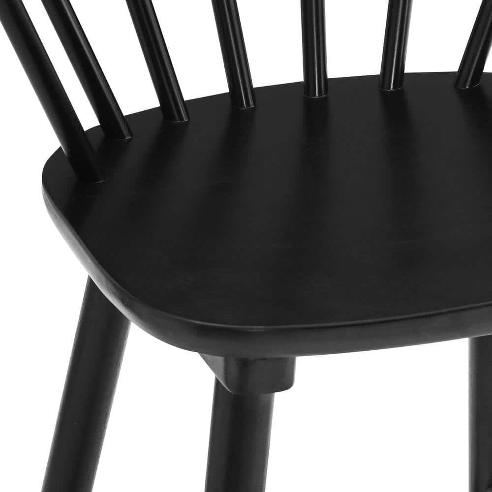 Winson Windsor 24 in. Black Solid Wood Bar Stool for Kitchen Island Counter Stool with Spindle Back Set of 6