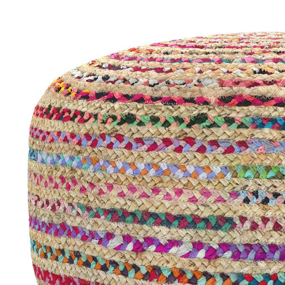 Margo Boho Contemporary Round Large Pouf in Multi Color