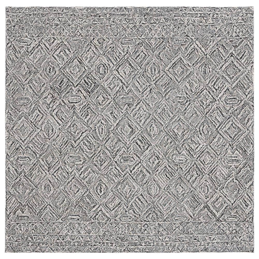 Textural TXT201 Hand Tufted Indoor Area Rug - Black/Ivory - 6'x6' - Safavieh
