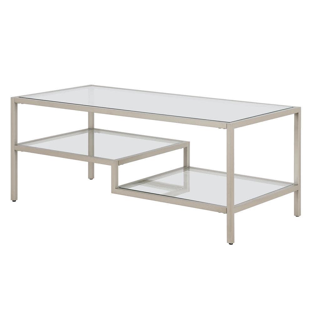 Evelyn&Zoe Lovett 45" Wide Rectangular Coffee Table in Satin Nickel