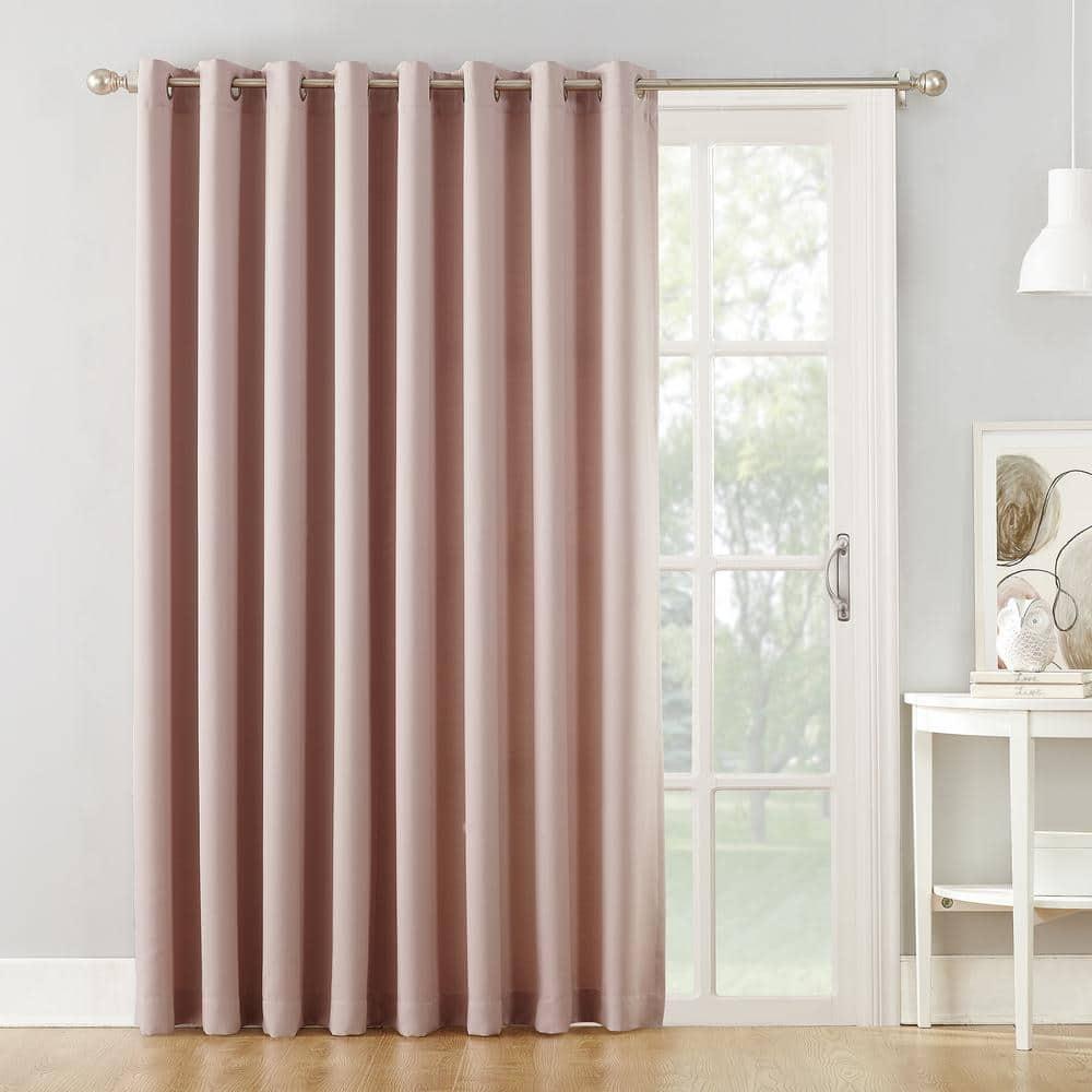 Sun Zero Bartlett Grommet Room Darkening Extra Wide Patio Curtain Panel, 100"x84", Blush Pink