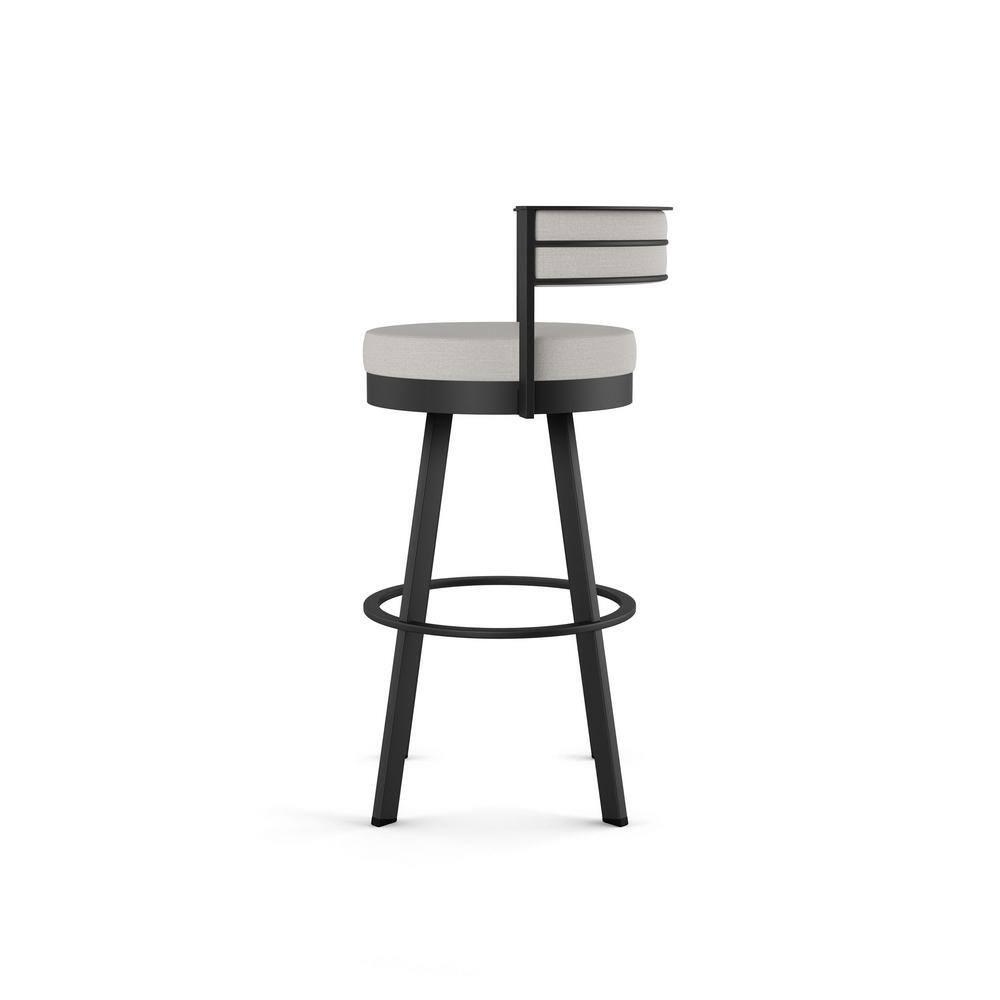 Browser 26 in. Light Grey Polyester/Black Metal Swivel Counter Stool