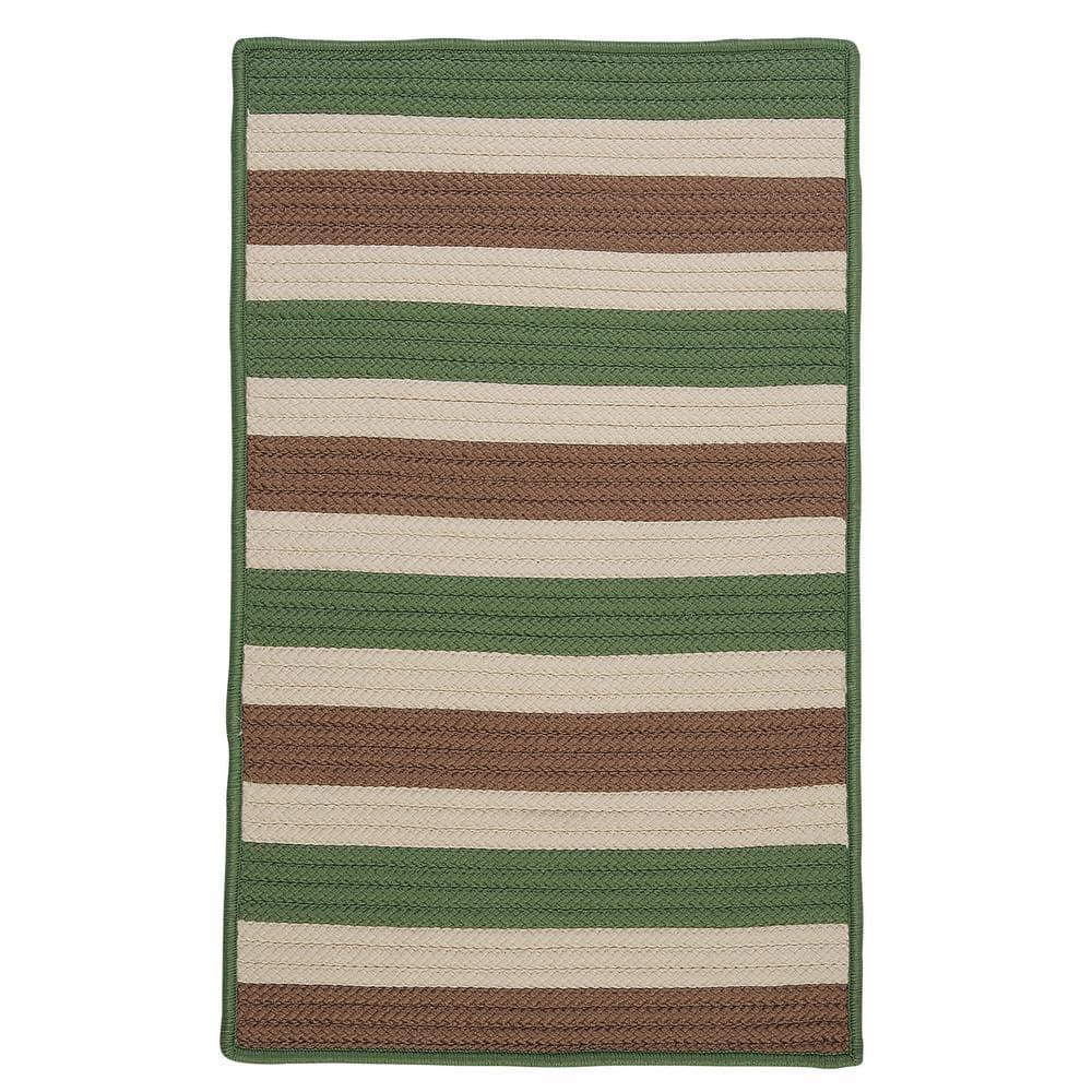 Moss Stone Braided 3' x 5' Synthetic Stripe Rug