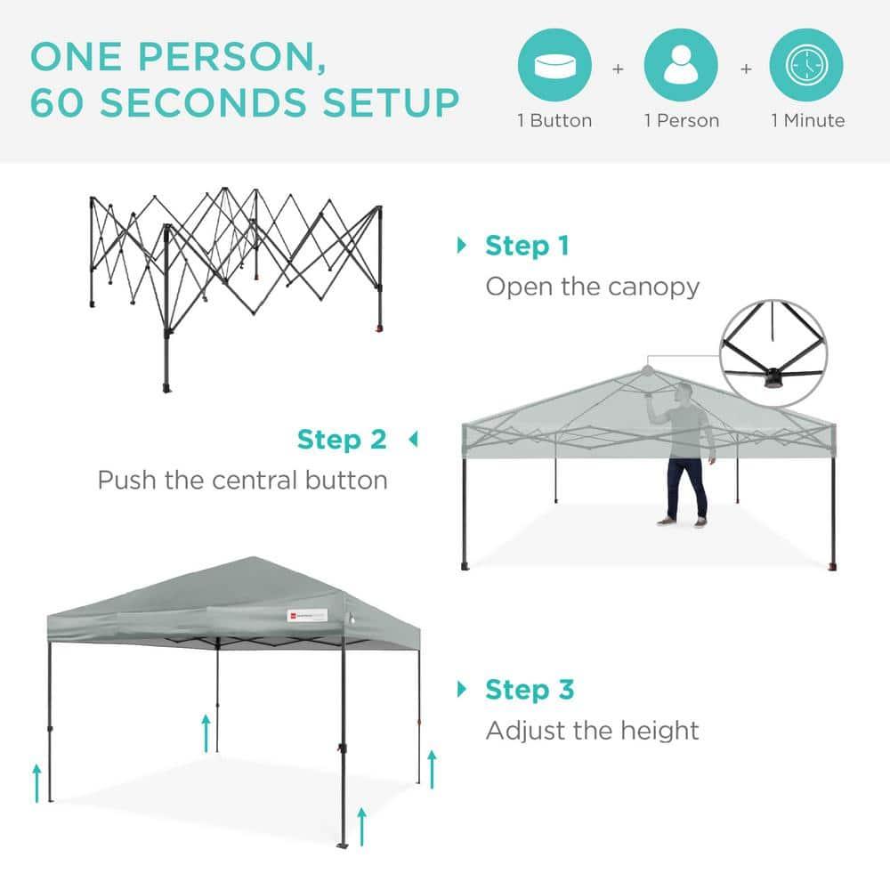 Best Choice Products Best Choice Products Easy Setup Pop Up Canopy W/ 1-Button Setup, Wheeled Case, 4 Weight Bags