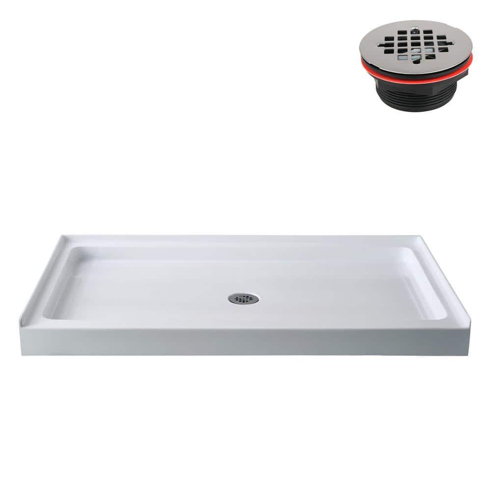 Streamline Bath Streamline 60 in. x 32 in. Alcove Acrylic Shower Base With Center Drain, Drain Included GB-516-68