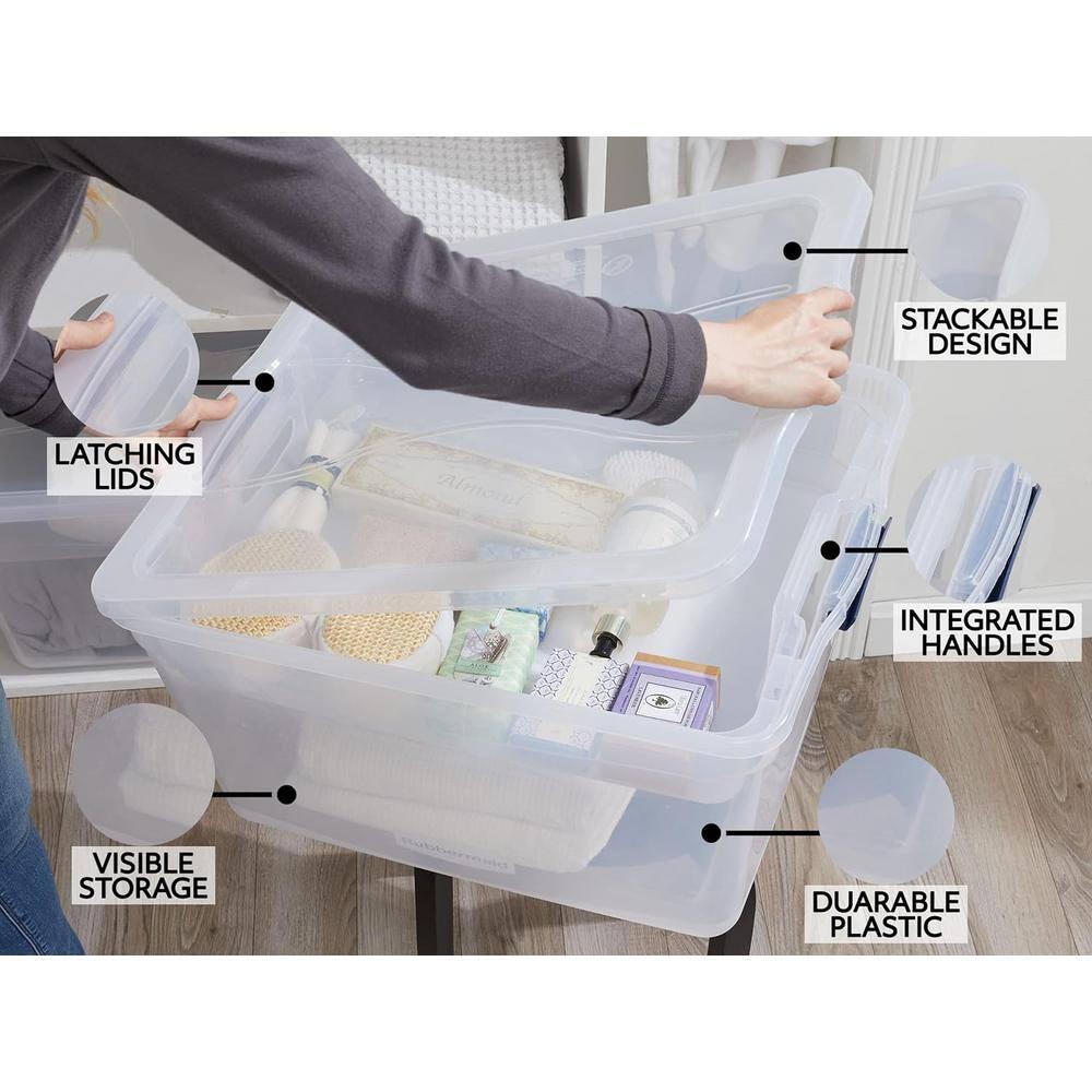Clear Stackable Plastic Storage Bins with Latching Lids, 71 Quart