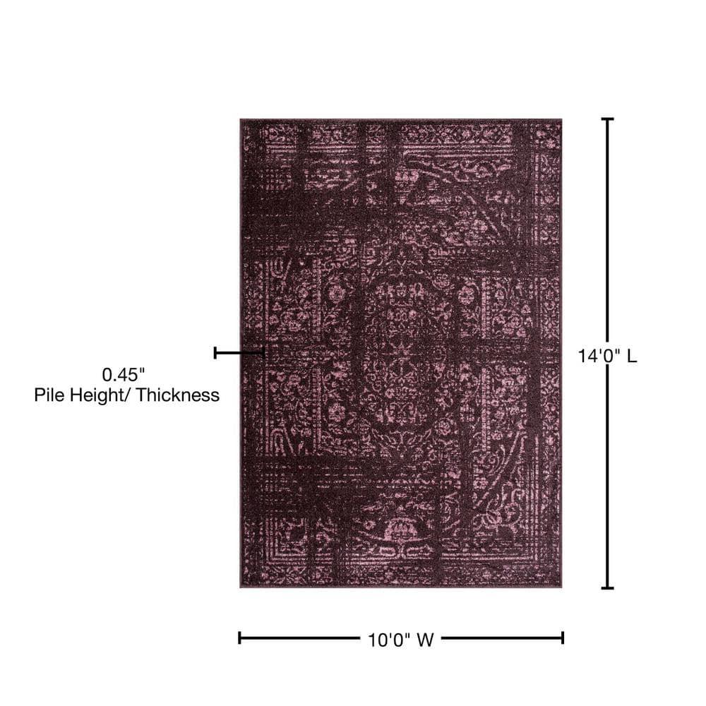 Nuloom Arlena Oriental/Persian 10x14 Indoor Area Rug for Living Room Bedroom Dining Room Kitchen, Burgundy/Pink