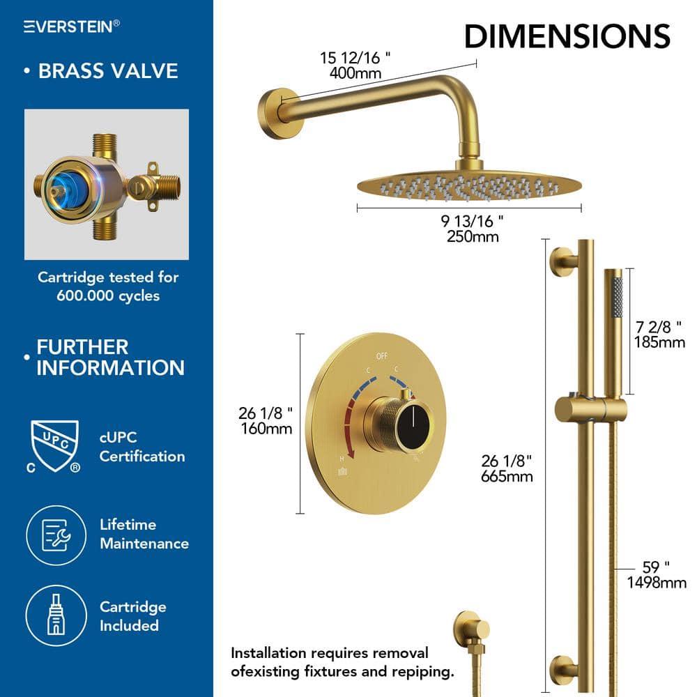 RainfallCascade 10" Pressure Balanced Slide BarShower System with Rough-In Valve