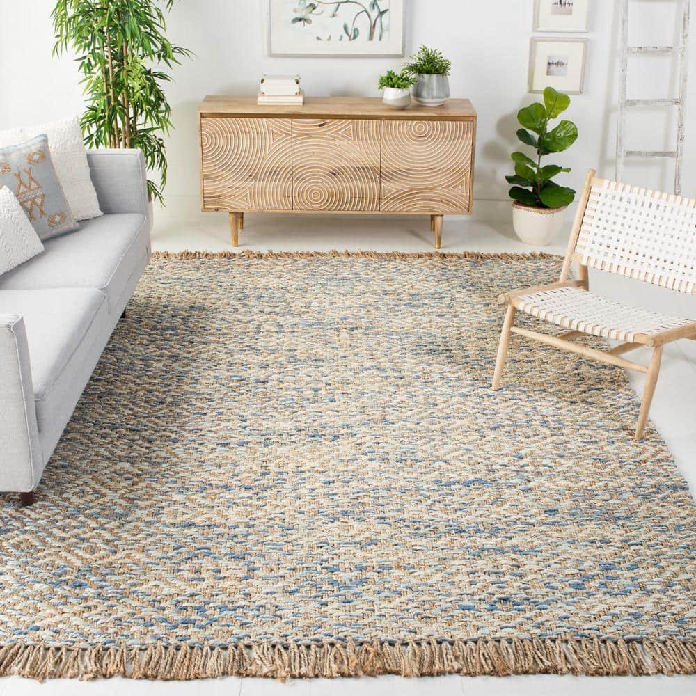 Natural Fiber NF822 Hand Woven Area Rug - Natural/Blue - 8'x10' - Safavieh.