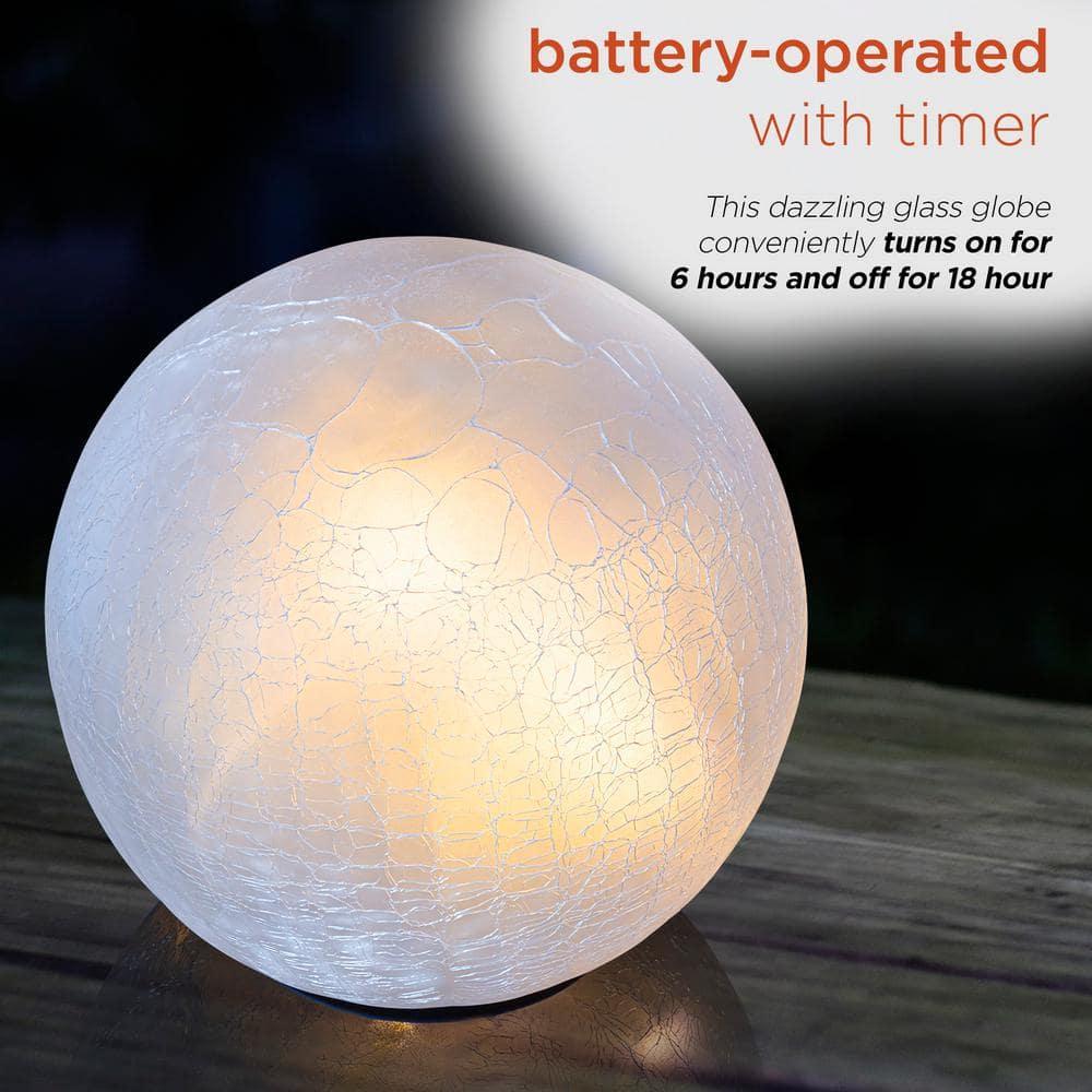 Alpine Corporation 7" Textured Glass Light-Up Gazing Globe, White