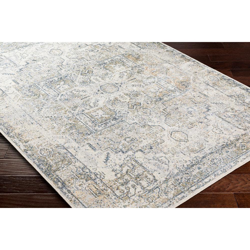 Medallion Design Performance Beige Machine Washable Area Rug