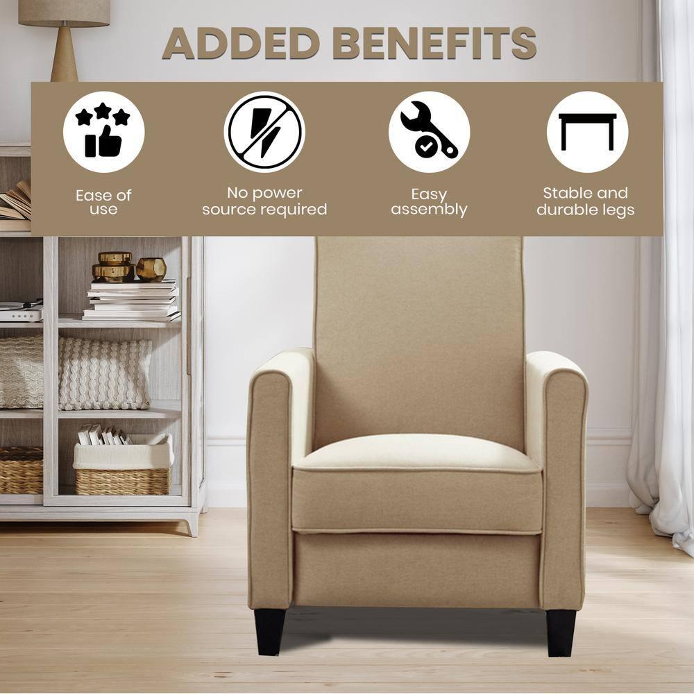 Landon Push Back Recliner Upholstered Club Chair by Naomi Home-Color:Mocha,Fabric:Linen