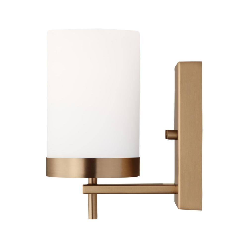Zire Outdoor Dimmable Wall Sconce in Satin Brass and Black